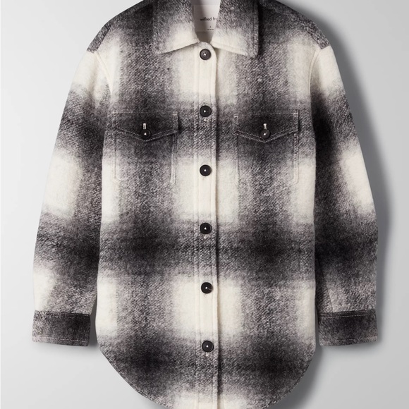 Aritzia Wilfred Free Ganna Shirt Jacket in Plaid Black White - Picture 4 of 6